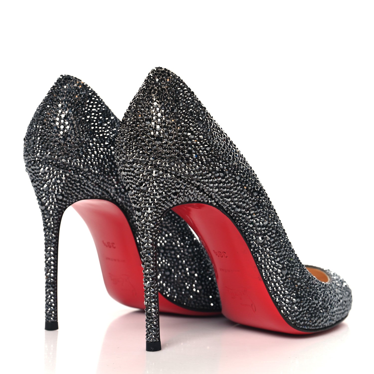 Christian Louboutin Suede Metallic Strass Fifi 100 Pumps 38.5 Silver 5 of 8