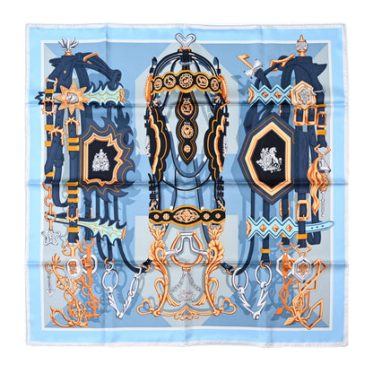 Hermes Silk Brides Et Destin Scarf 90 Blue Jean Mordore Ciel 1 of 5