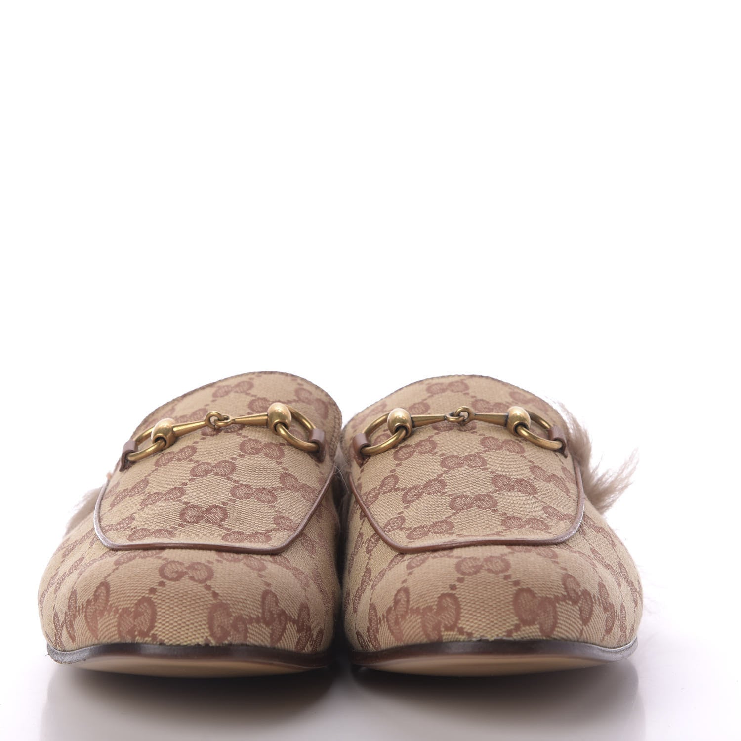 Gucci GG Monogram Fur Mens Princetown Slippers 9.5 Beige Ruggine Rust 3 of 9