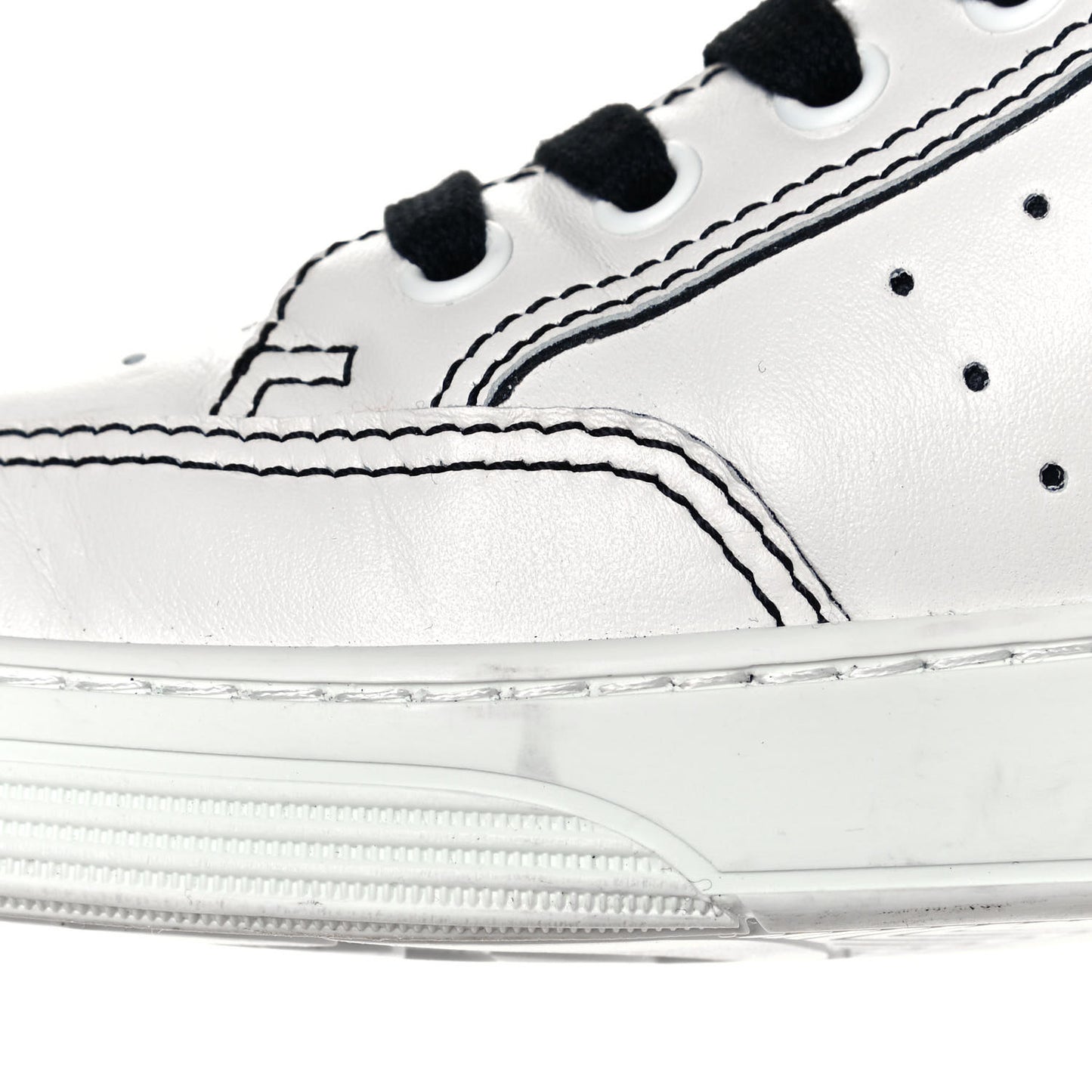 Calfskin Womens Logo Sneakers 41 White Black