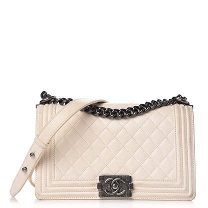 Chanel Lambskin Quilted Medium Boy Flap White 1 of 14