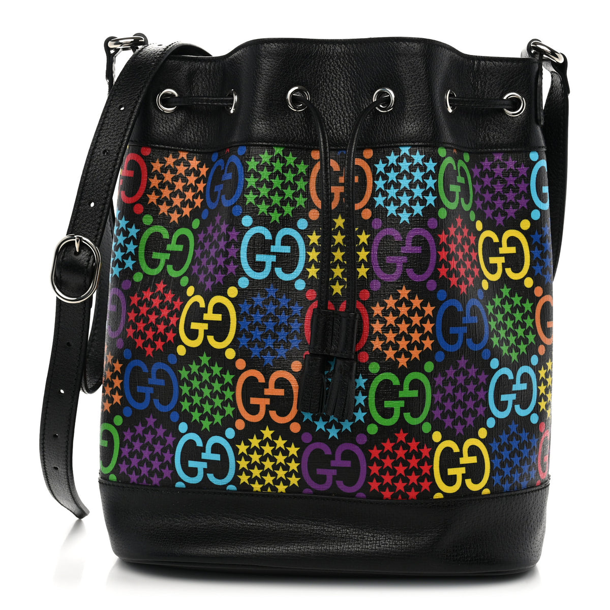 Gucci GG Supreme Monogram Psychedelic Bucket Bag Black 1 of 10
