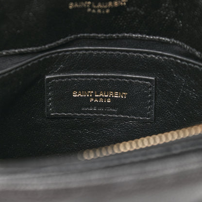 Saint Laurent Grain de Poudre Calfskin Y Quilted Monogram Small Loulou Chain Satchel Black 6 of 10