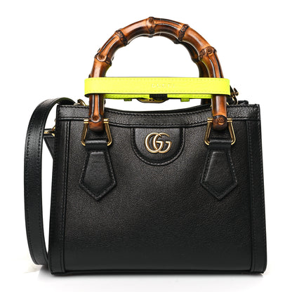Gucci Wonka Grain Calfskin Mini Diana Tote Bag Black Yellow Fluo 1 of 9