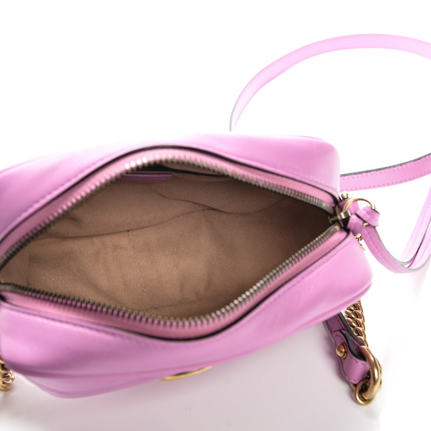 Calfskin Matelasse Mini GG Marmont Chain Shoulder Bag Candy Mousse