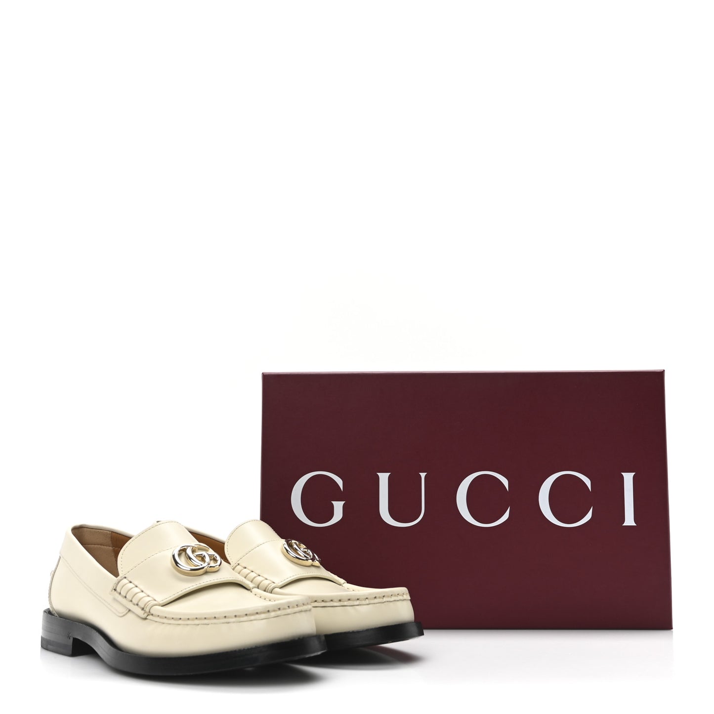 Millennial Ribot Womens Interlocking G Moccasin Loafers 37 New Ivoire