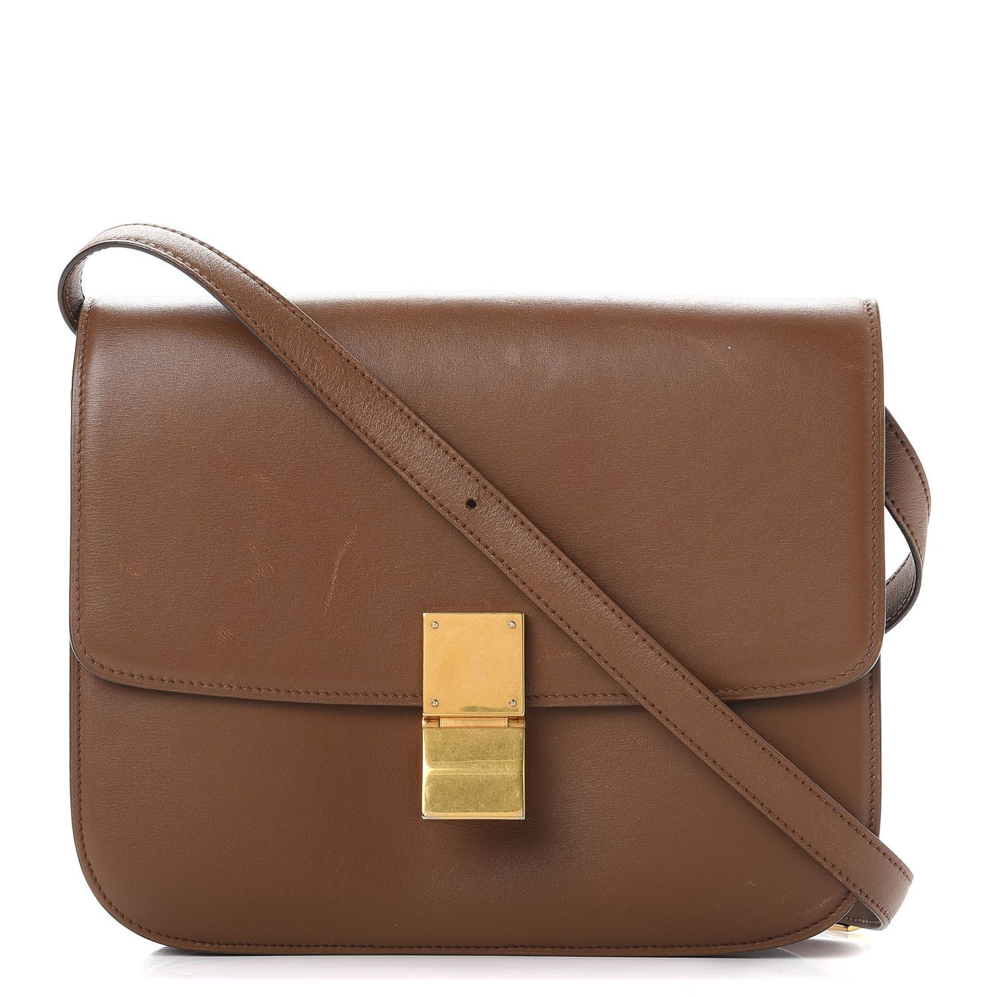 Box Calfskin Medium Classic Box Flap Bag Camel