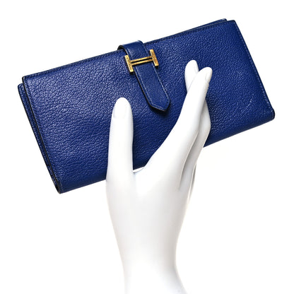 Hermes Chevre Mysore Bearn Gusset Wallet Bleu Electrique 2 of 15