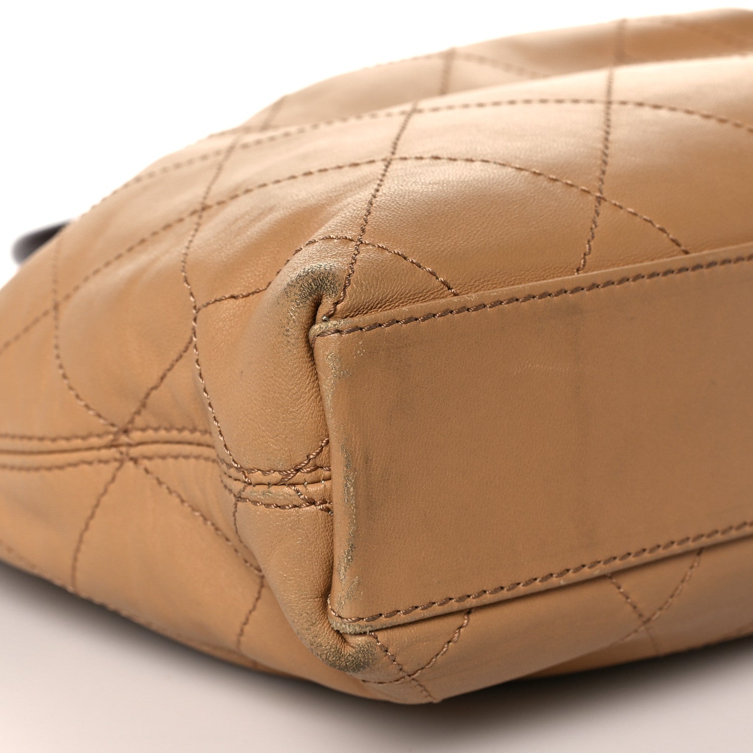 Chanel Lambskin Stitched Large Wood Handle Bag Beige 7 of 9