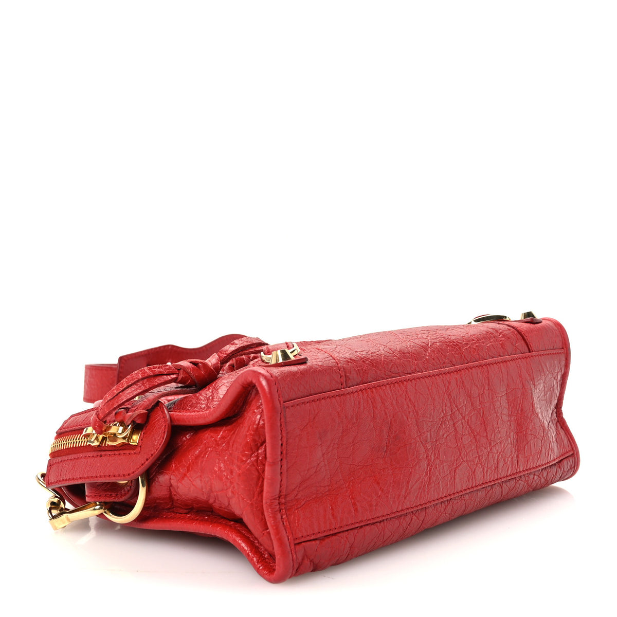 Agneau Gold Metallic Edge Hardware Mini City Rouge Groseille