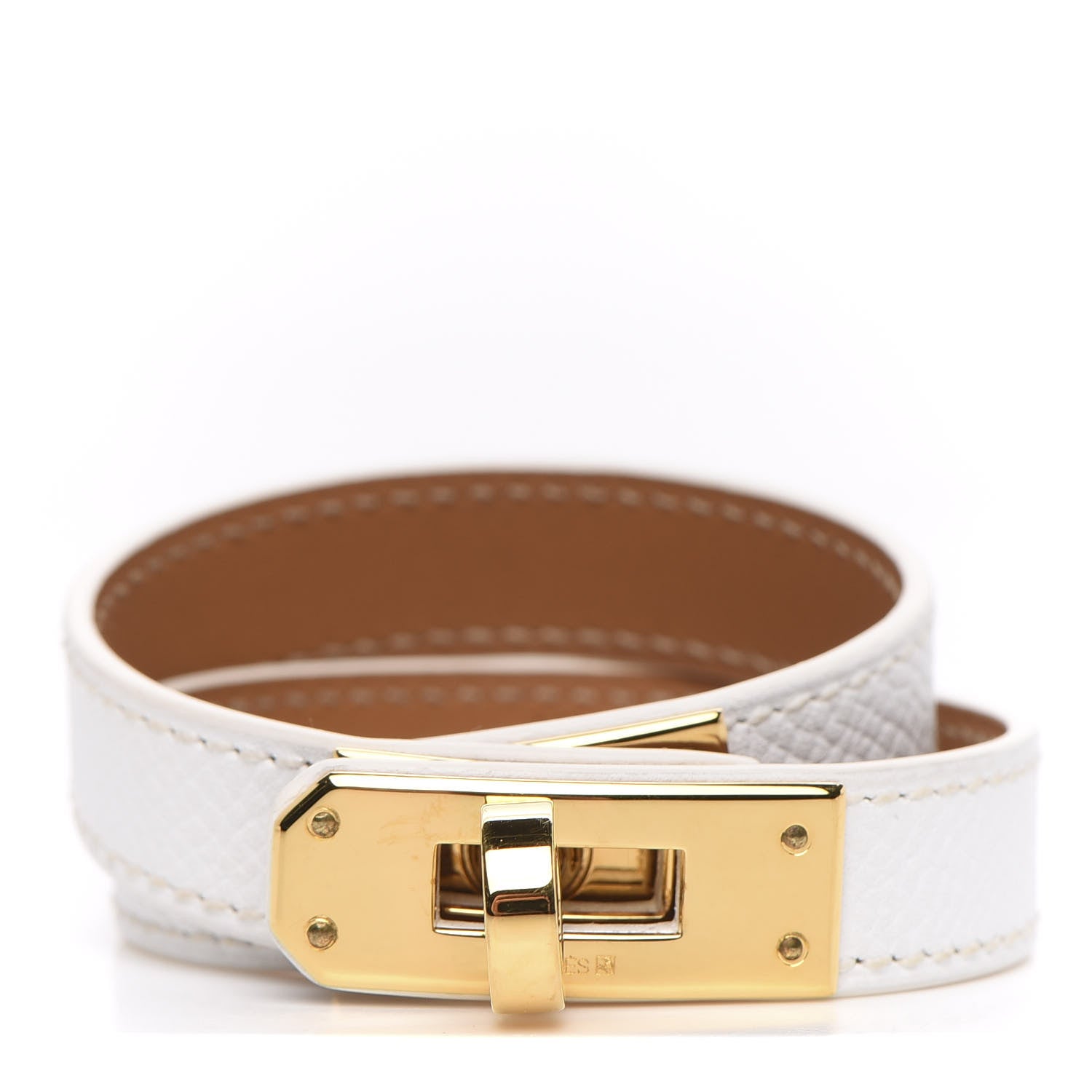 Hermes Epsom Kelly Double Tour Bracelet XS White 1 of 6