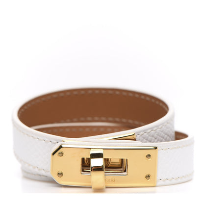 Hermes Epsom Kelly Double Tour Bracelet XS White 1 of 6