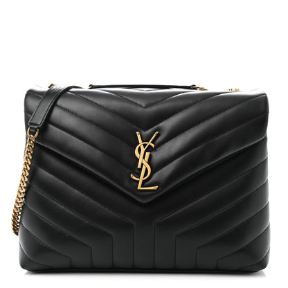 Saint Laurent Calfskin Y Quilted Monogram Medium Loulou Chain Satchel Black 1 of 9