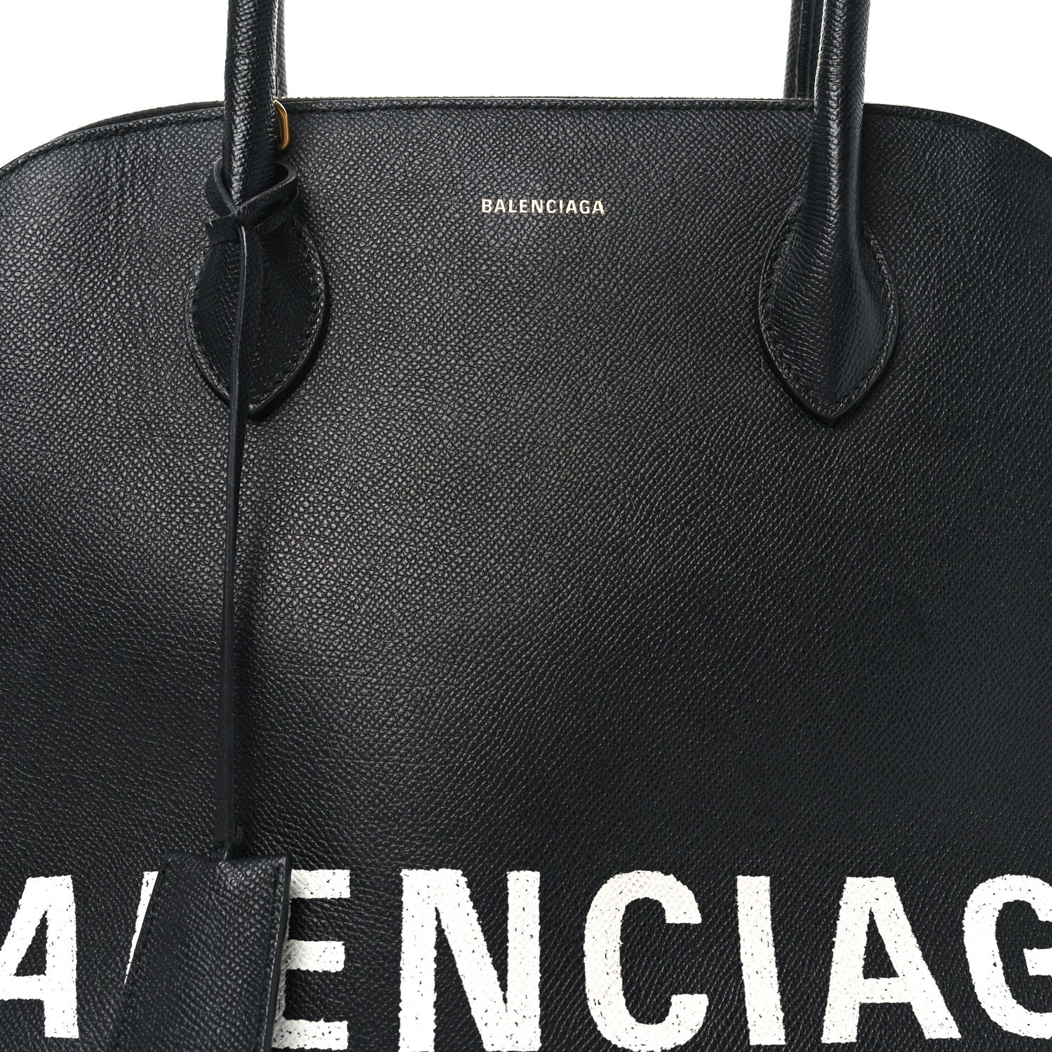 Balenciaga Signature Grained Calfskin Logo M Ville Top Handle Bag Black 7 of 9