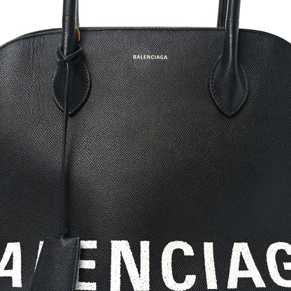 Balenciaga Signature Grained Calfskin Logo M Ville Top Handle Bag Black 7 of 9