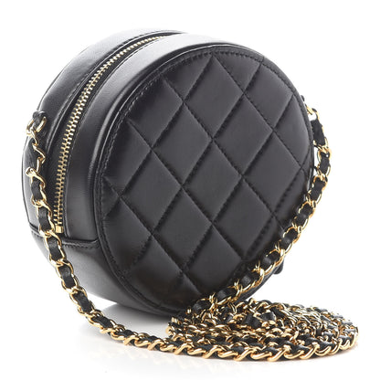 Chanel Lambskin Quilted Zirconium Round Clutch With Chain Black 3 of 8