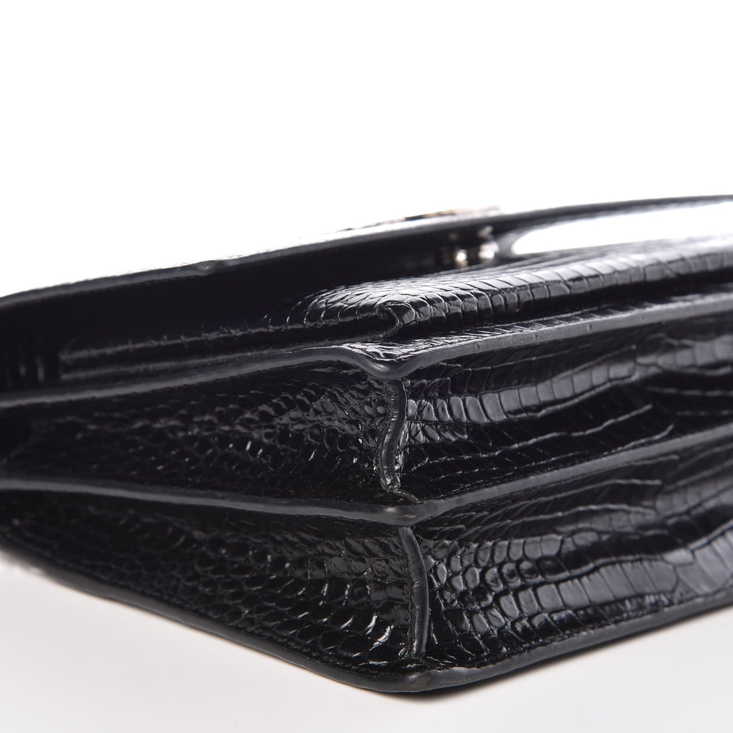 Calfskin Crocodile Embossed Medium Monogram Sunset Black