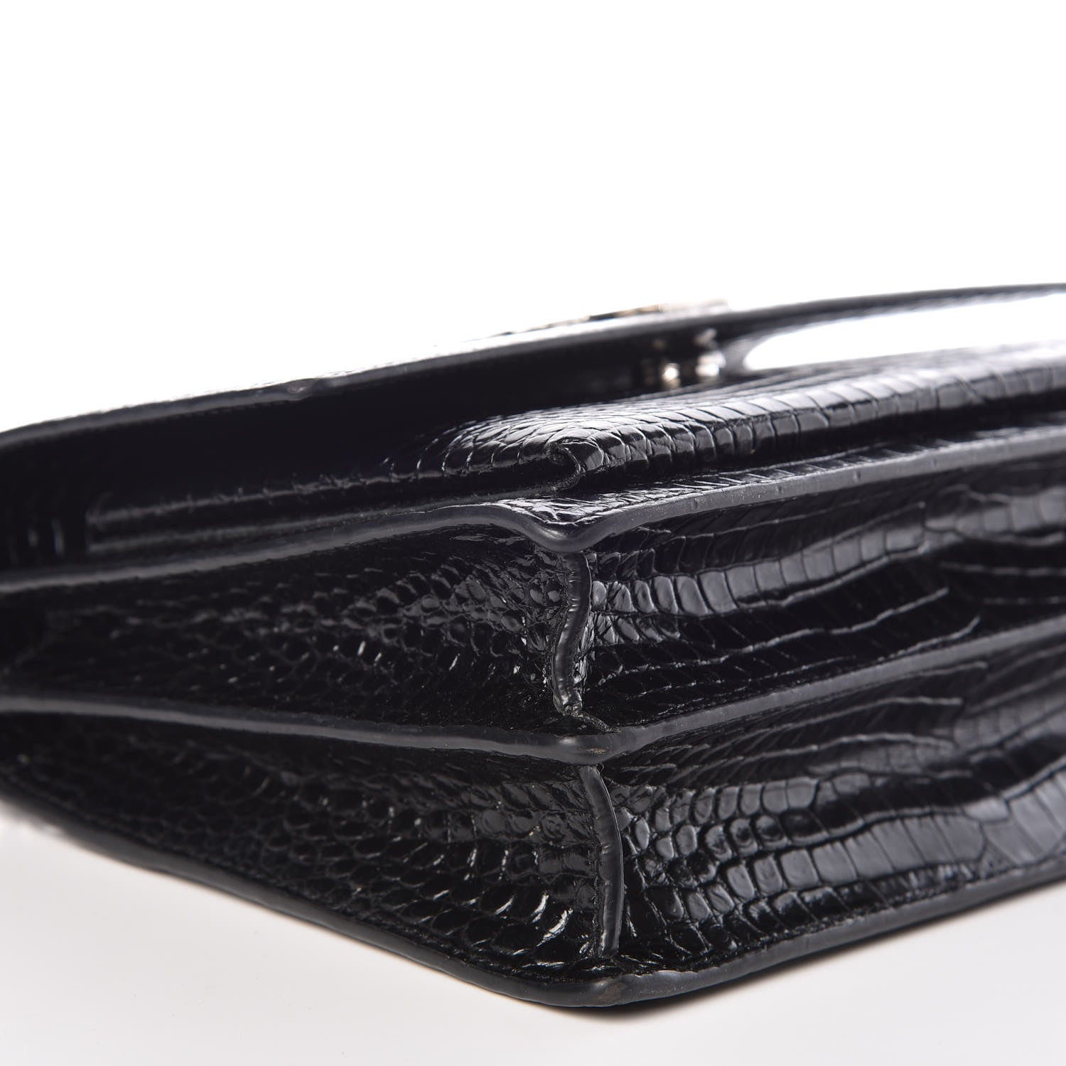 Saint Laurent Calfskin Crocodile Embossed Medium Monogram Sunset Black 5 of 11