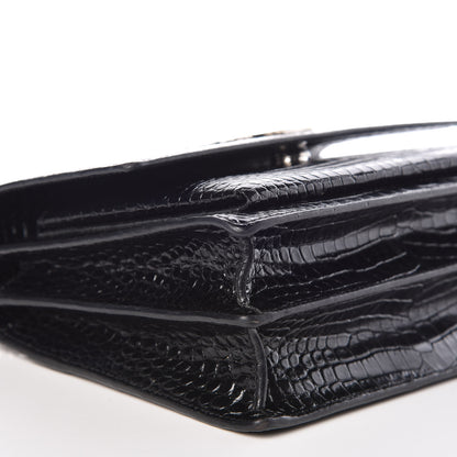 Saint Laurent Calfskin Crocodile Embossed Medium Monogram Sunset Black 5 of 11