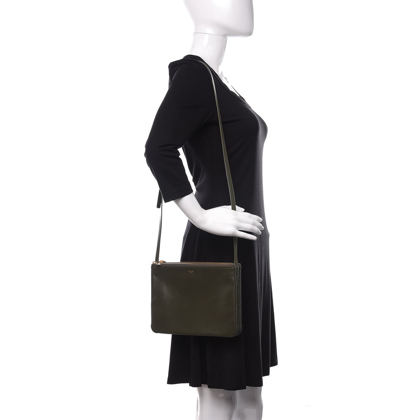 Lambskin Large Trio Crossbody Bag Army Green