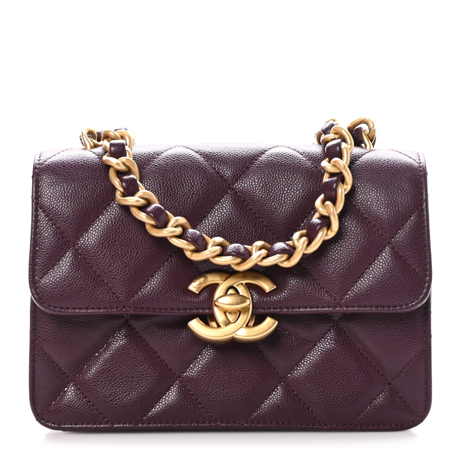 Chanel Caviar Quilted CC Mini Flap Dark Burgundy 1 of 11