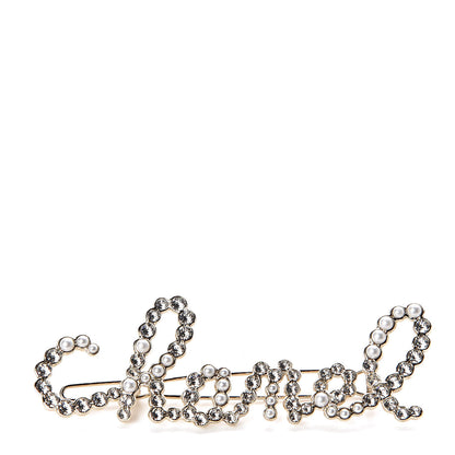 Chanel Metal Glass Swirling Pearls Hair Clip Gold 1 of 5