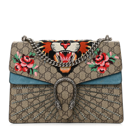 Gucci GG Supreme Monogram Angry Cat Embroidered Medium Dionysus Shoulder Bag Beige Ultramarine 1 of 19