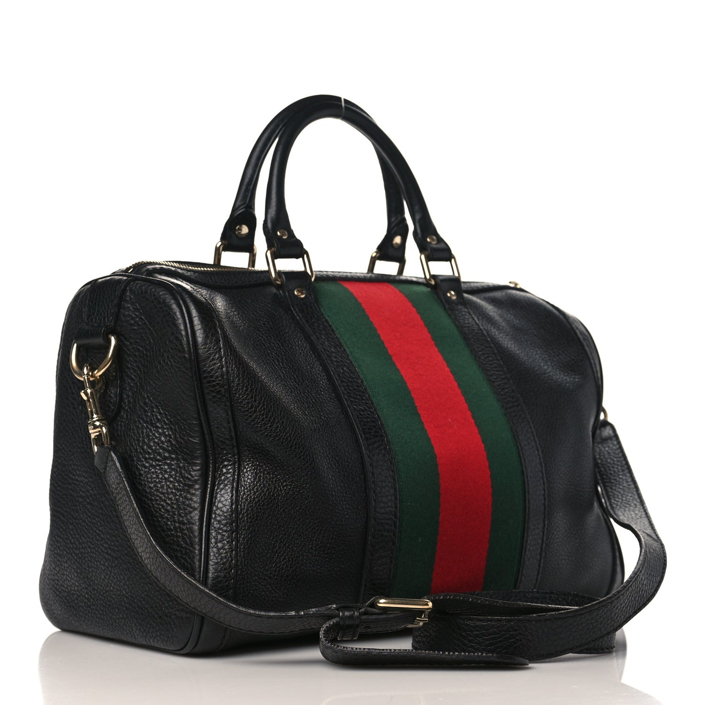 Calfskin Vintage Web Medium Boston Black
