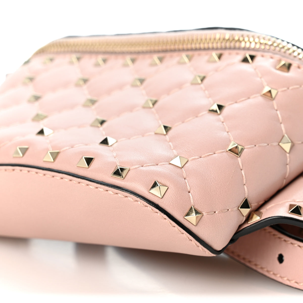 Lambskin Rockstud Spike Belt Bag 85 Water Rose