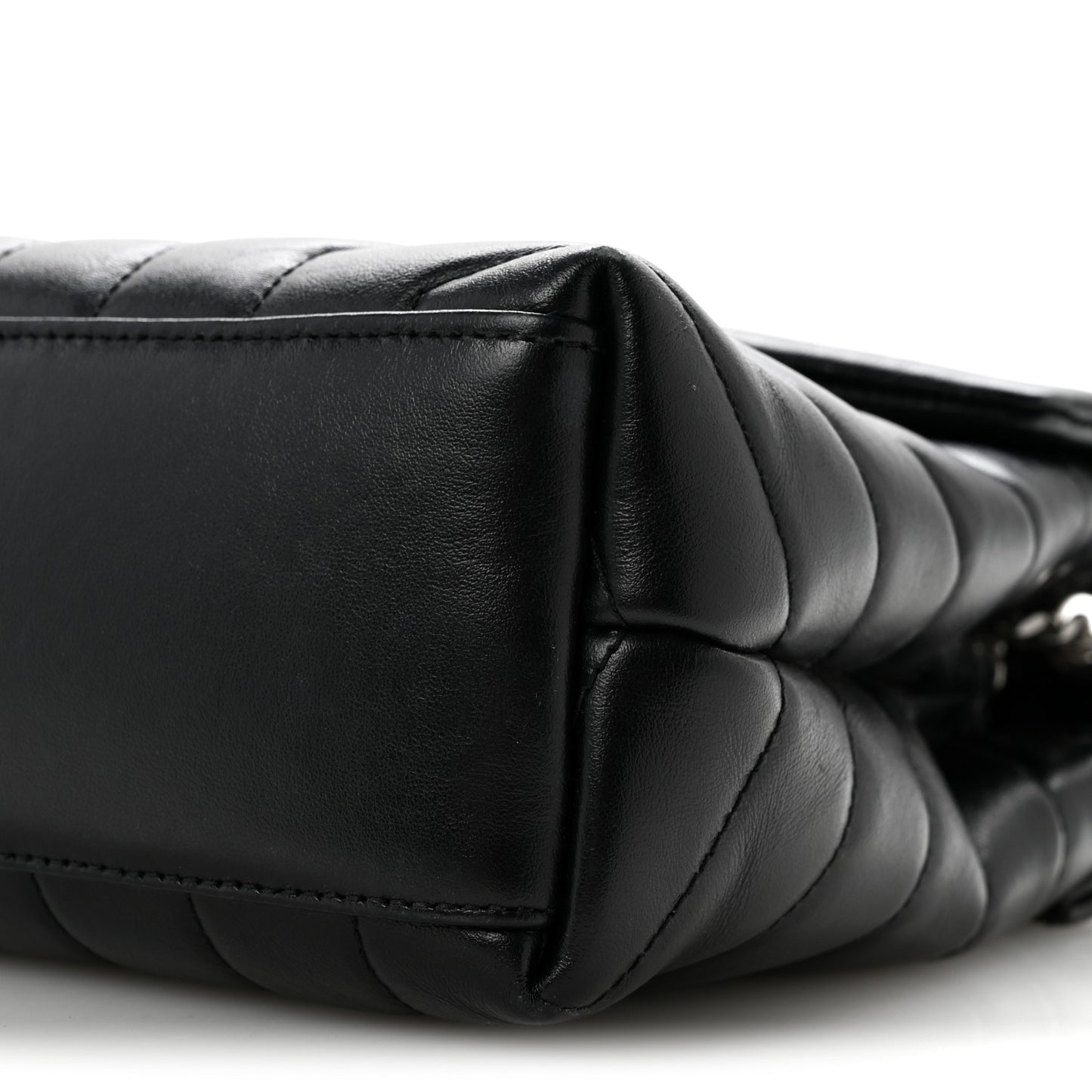 Calfskin Y Quilted Monogram Small Loulou Chain Satchel Black