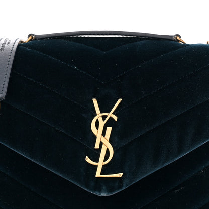 Saint Laurent Velvet Y Quilted Monogram Small Loulou Chain Satchel Medium Blue 8 of 12