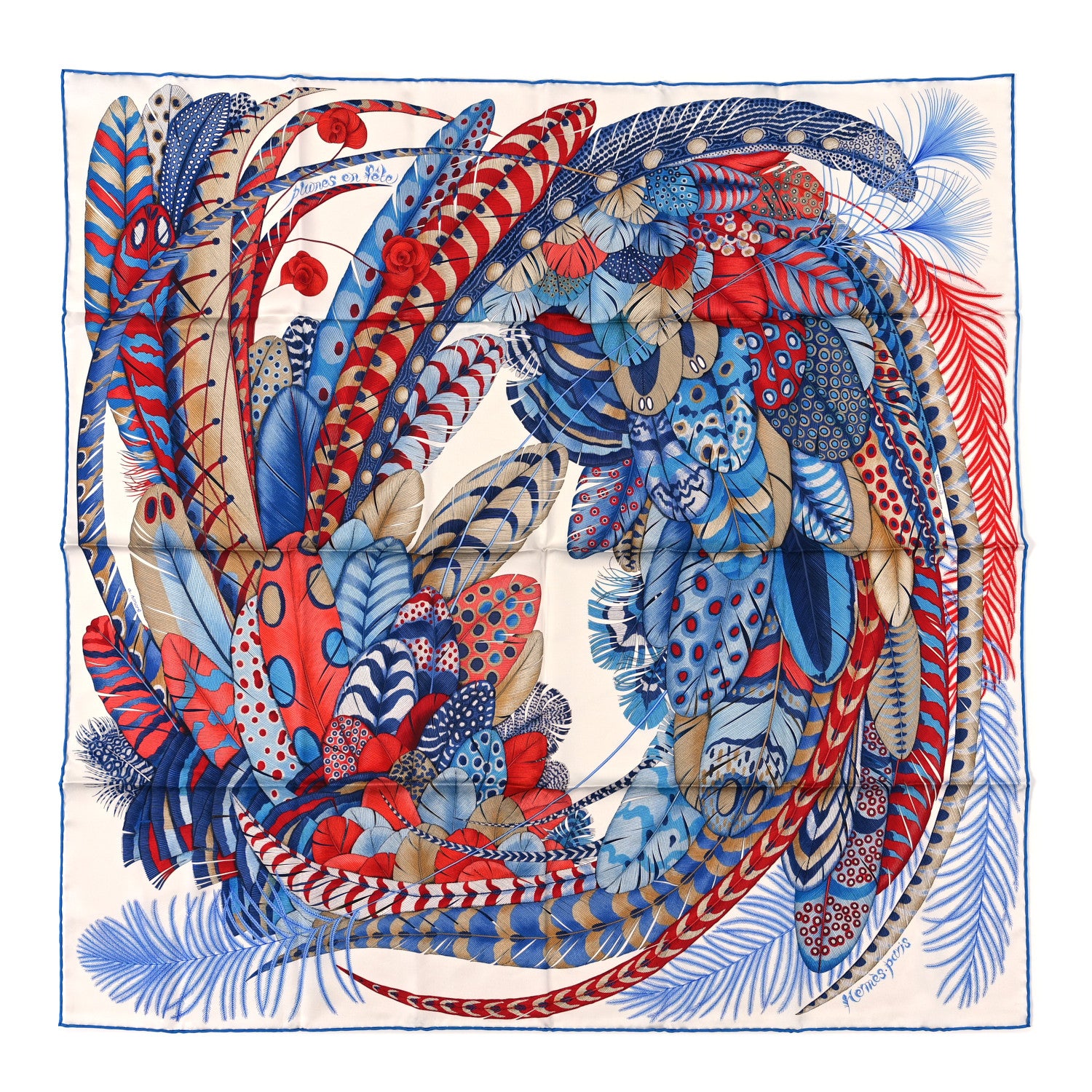Hermes Silk Plumes En Fete Scarf 90 1 of 3
