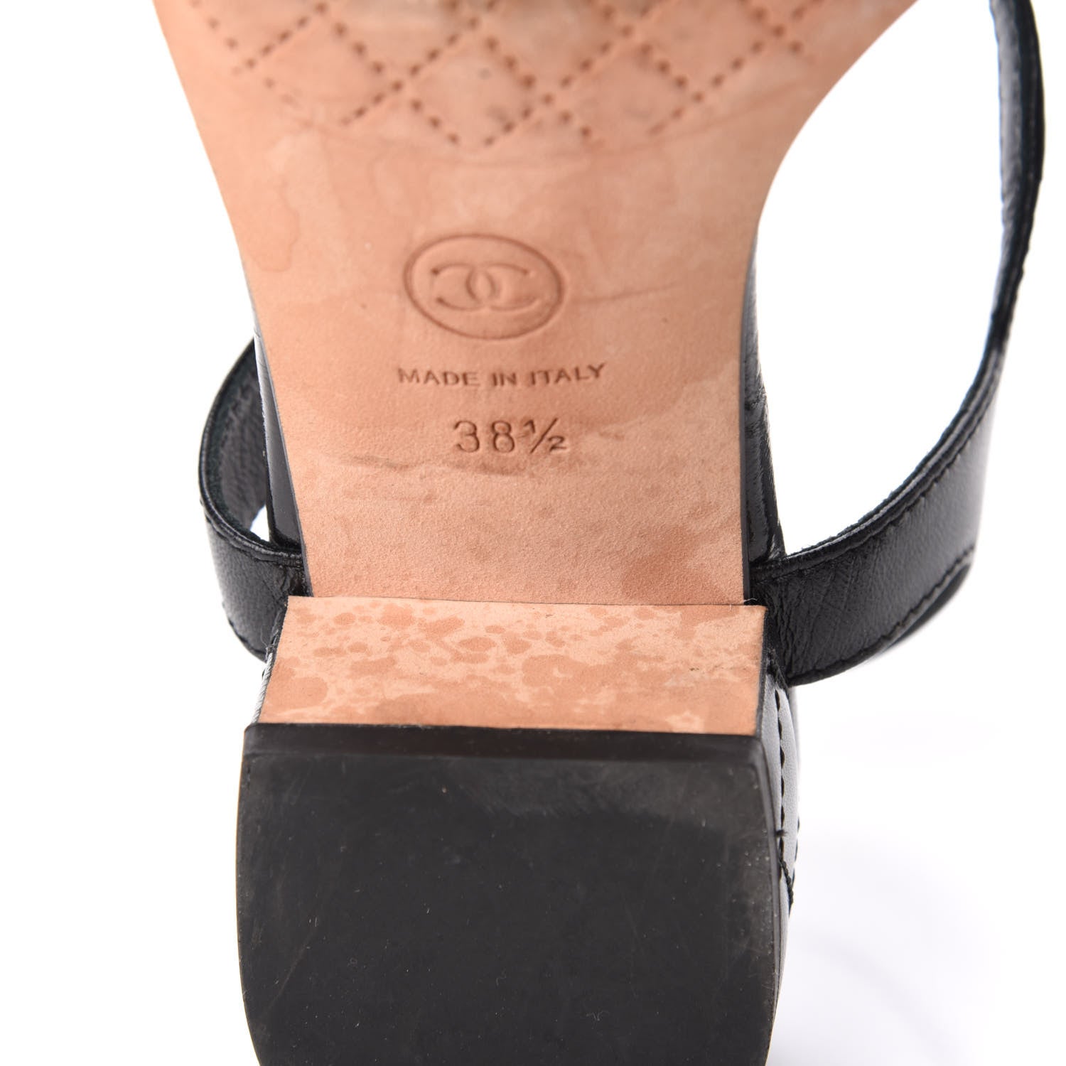 Chanel Lambskin Chain CC Logo Thong Sandals 38.5 Black 10 of 11