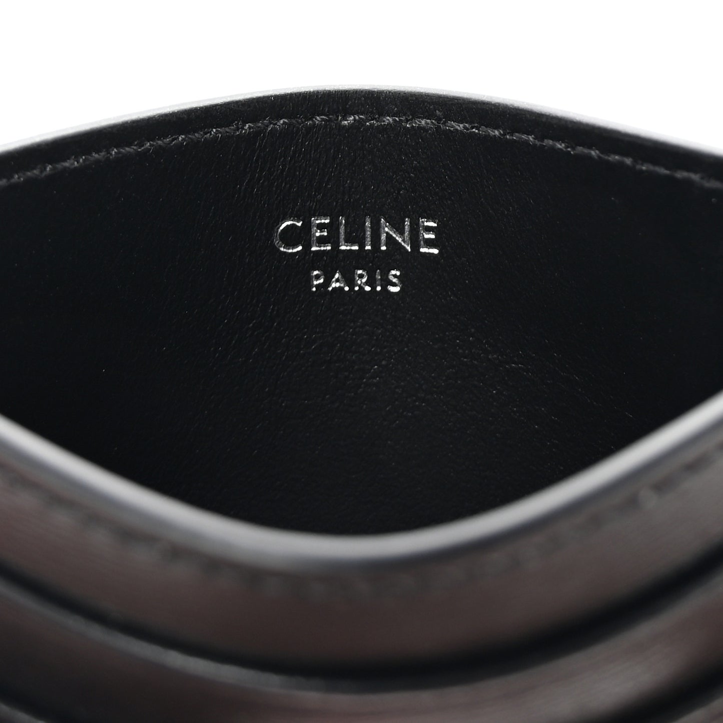 Shiny Calfskin Triomphe Card Holder Black Black
