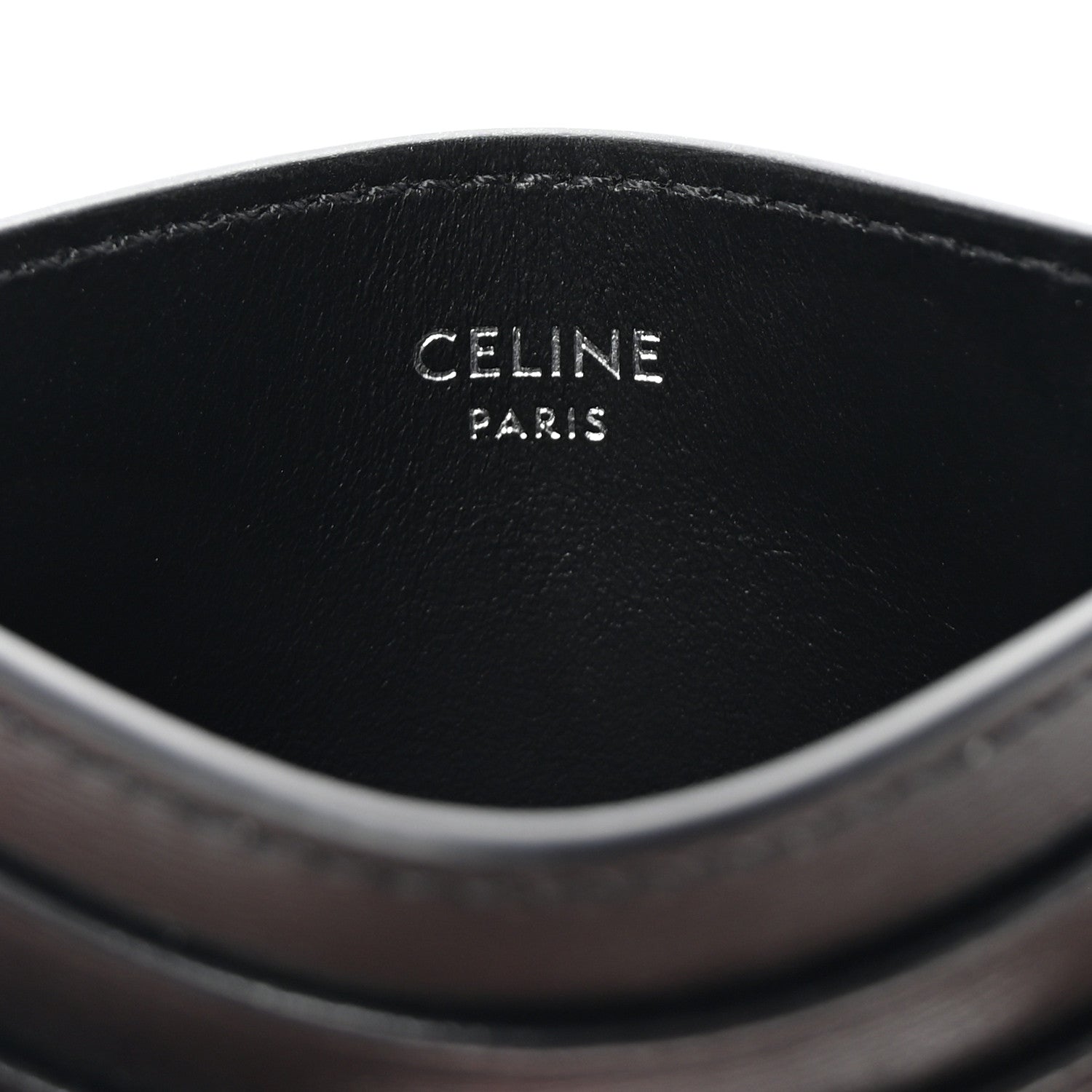 Celine Shiny Calfskin Triomphe Card Holder Black Black 6 of 7