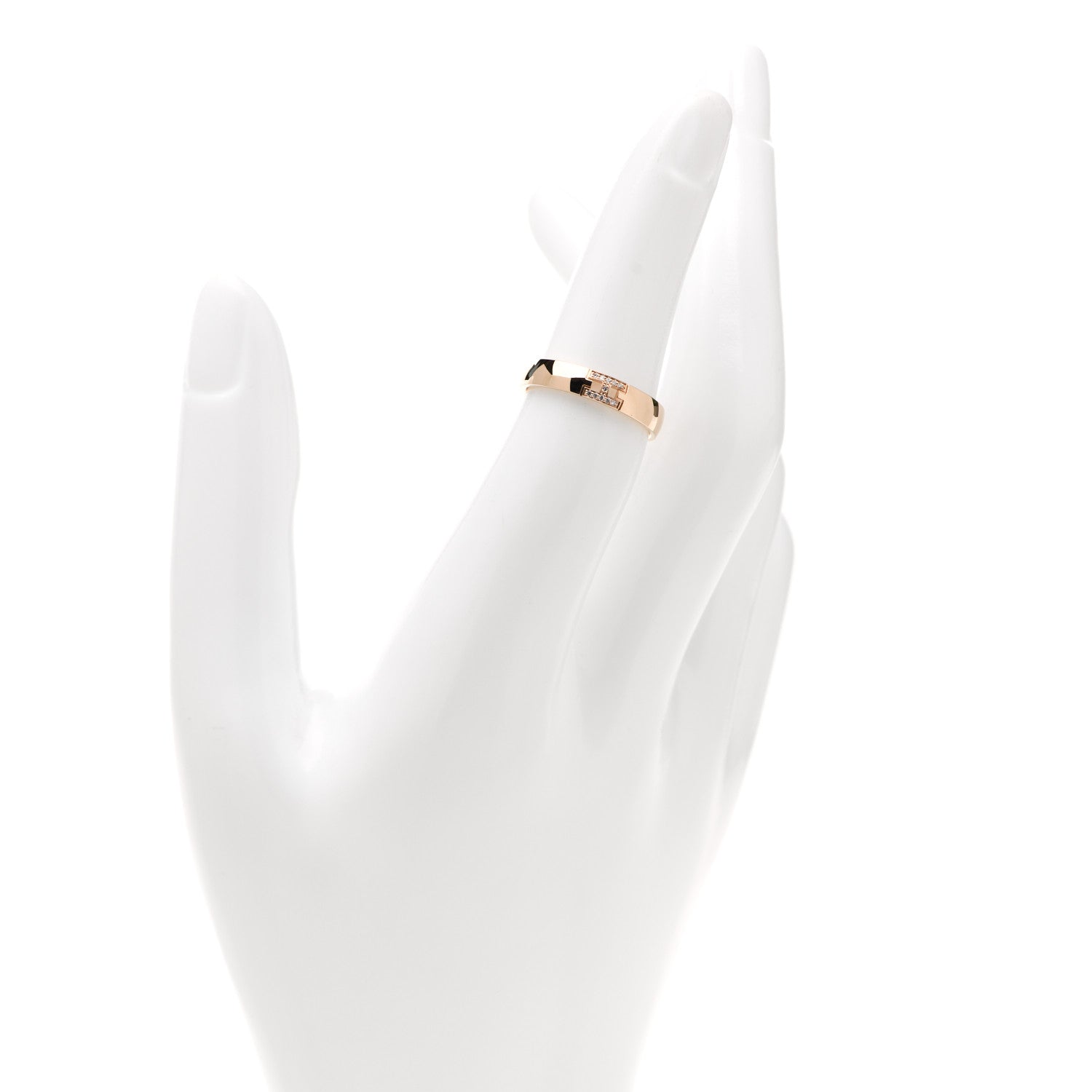 Hermes 18K Rose Gold Diamond Ever Herakles Wedding Band Ring 51 5.75 2 of 5