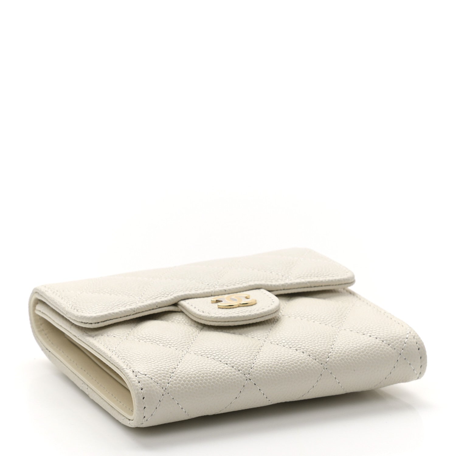 Chanel Caviar Quilted Compact Flap Wallet White 4 of 8