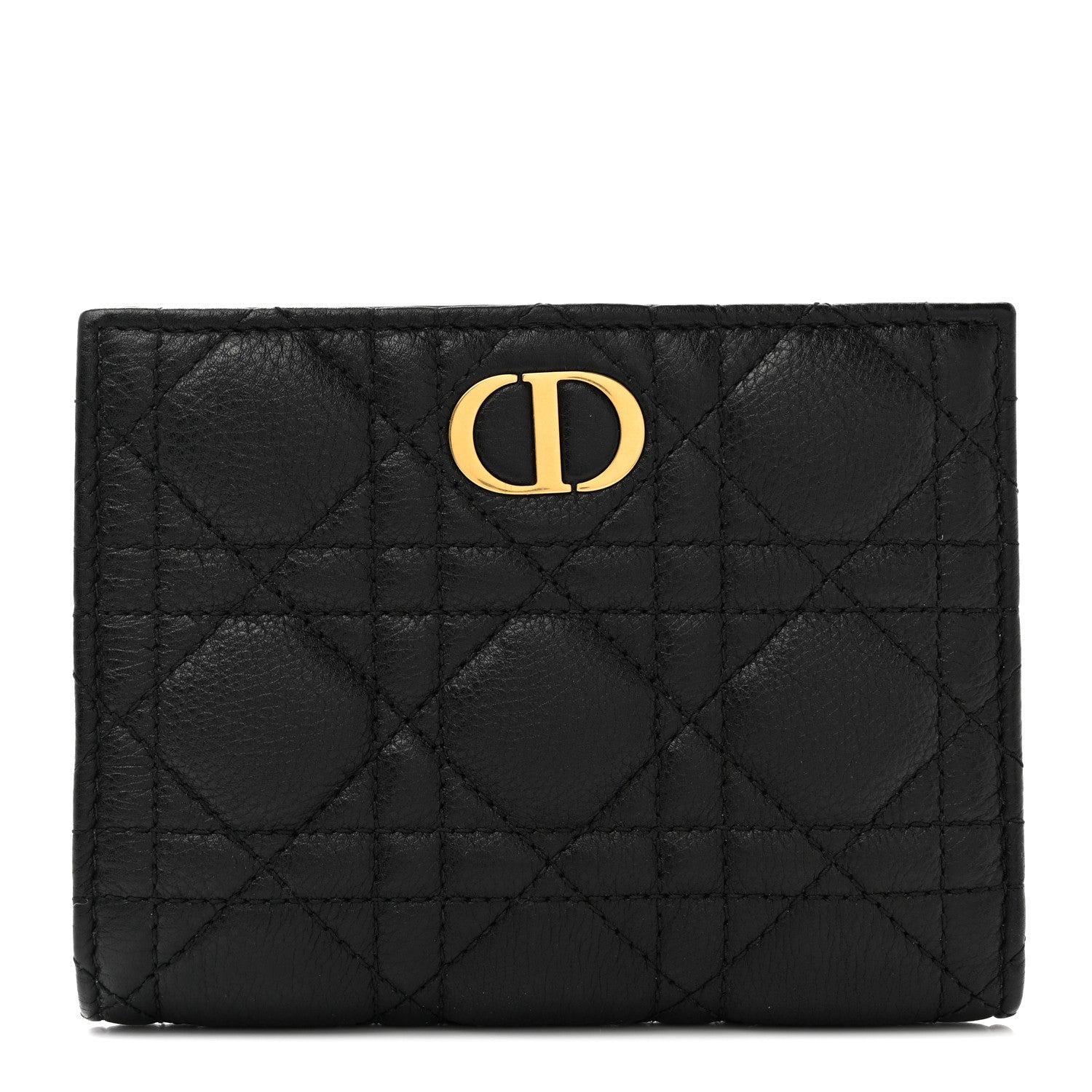 Christian Dior Supple Calfskin Cannage Caro Slim Wallet Black 1 of 9