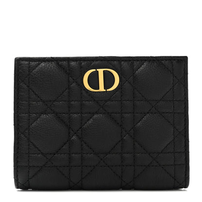 Christian Dior Supple Calfskin Cannage Caro Slim Wallet Black 1 of 9