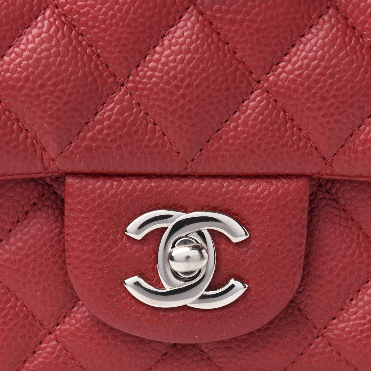 Chanel Caviar Quilted Mini Square Flap Red 10 of 13