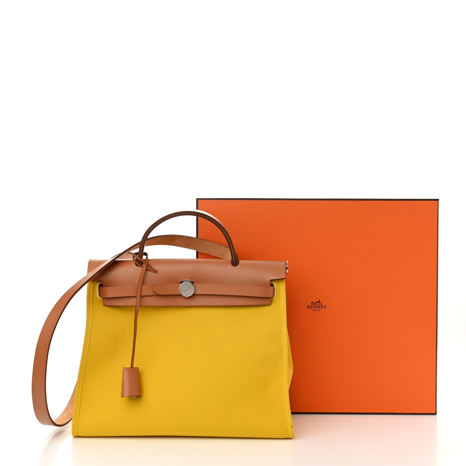 Hermes Vache Hunter Toile Officier Herbag Zip PM 31 PM Natural Jaune De Naples 12 of 12