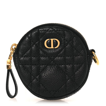 Christian Dior Supple Calfskin Cannage Round Detachable Caro Coin Purse Black 1 of 7