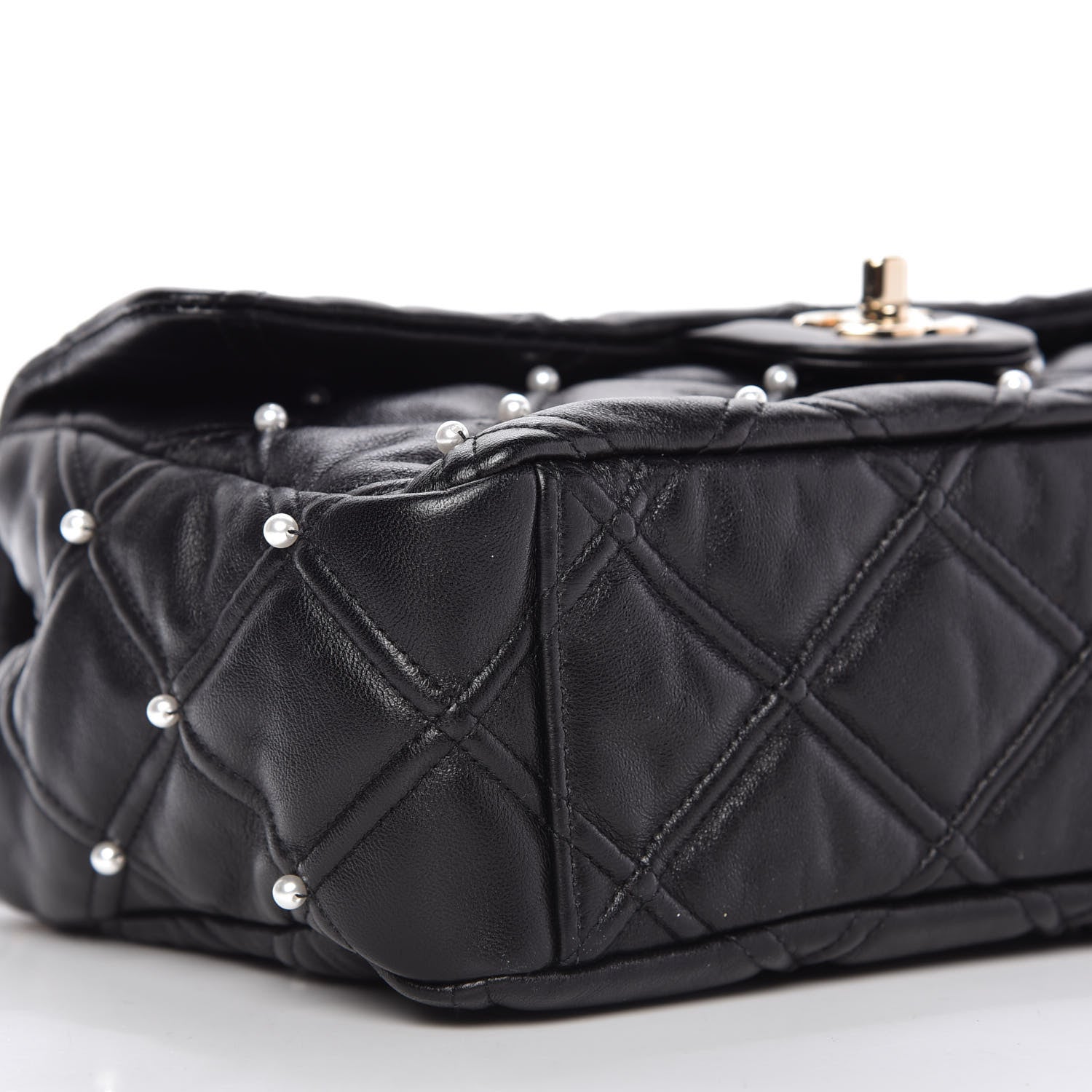 Chanel Lambskin Quilted Pearl Studded Flap Black 7 of 11