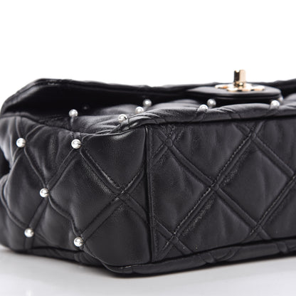 Chanel Lambskin Quilted Pearl Studded Flap Black 7 of 11