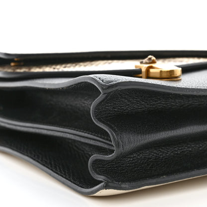 Gucci Calfskin Snakeskin Medium Ottilia Top Handle Bag Black White 10 of 11