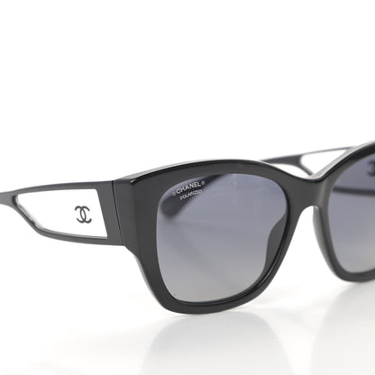 Chanel Acetate 18K White Gold Polarized Butterfly Sunglasses 5429 Black 7 of 8