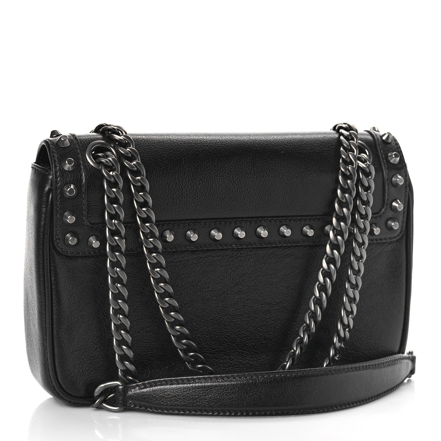 Prada Glace Calfskin Studded Crossbody Black 3 of 8