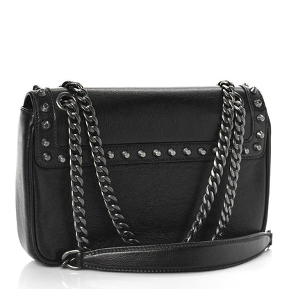 Prada Glace Calfskin Studded Crossbody Black 3 of 8
