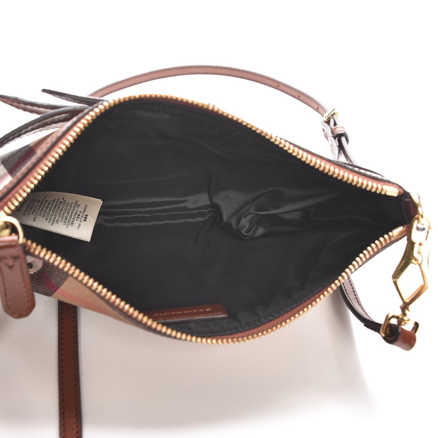 House Check Bridle Calfskin Peyton Crossbody Tan