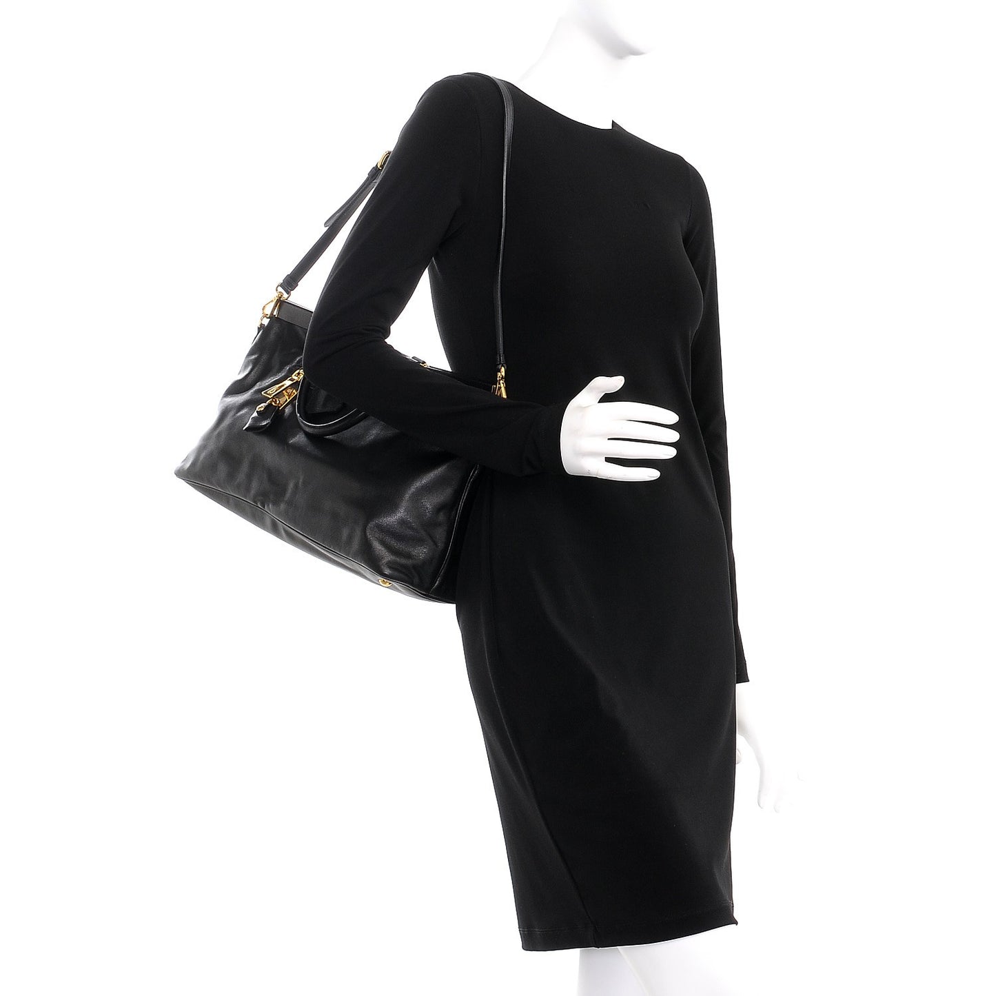 Soft Calf Frame Shoulder Bag Black